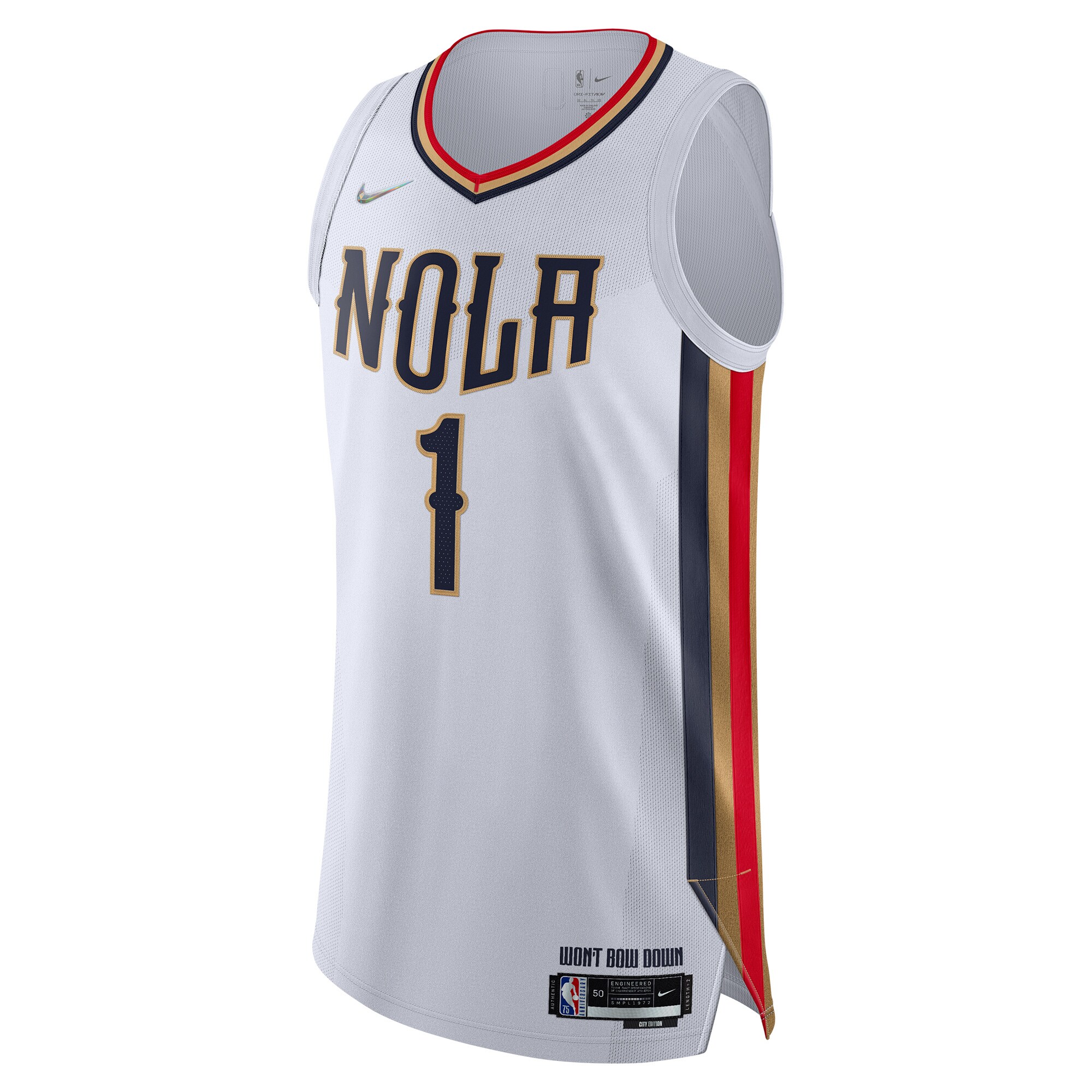 Alternative view of Zion Williamson New Orleans Pelicans 2021/22 Swingman Basketball Jersey – City Edition – White
