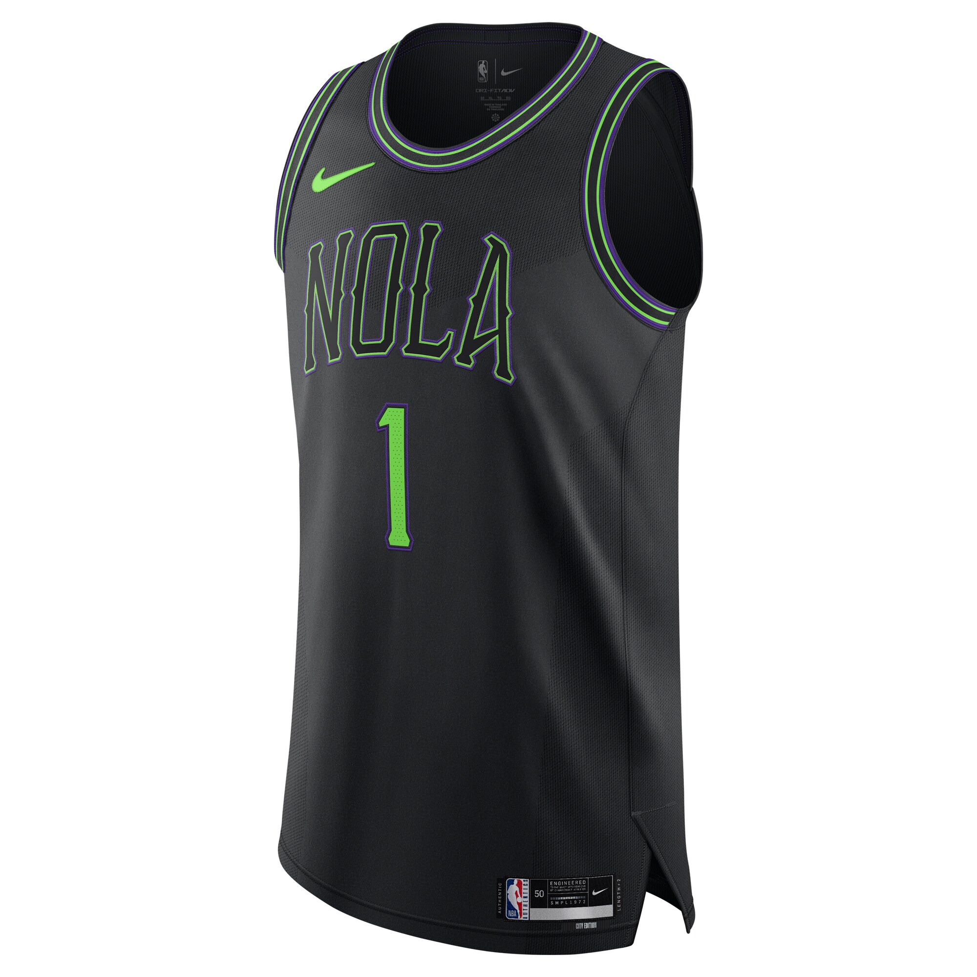 Alternative view of Zion Williamson New Orleans Pelicans Authentic Basketball Jersey - City Edition - Black