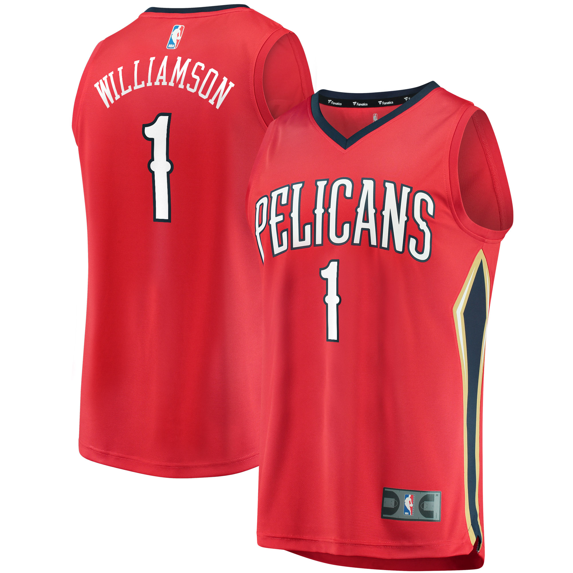 Alternative view of Zion Williamson New Orleans Pelicans Fanatics Branded Replica Fast Break Basketball Jersey Red - Statement Edition