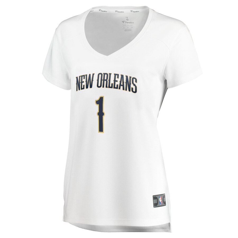 Alternative view of Zion Williamson New Orleans Pelicans Fanatics Branded Women’s Fast Break Replica Basketball Jersey – Association Edition – White