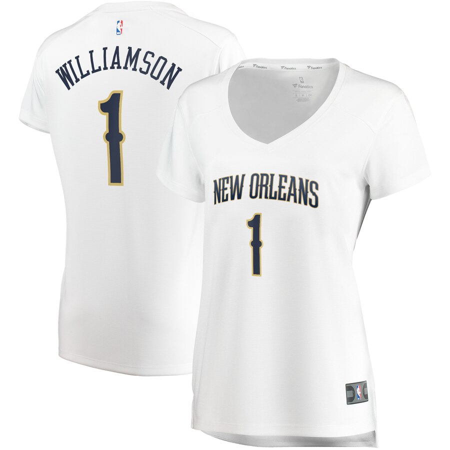 Zion Williamson New Orleans Pelicans Fanatics Branded Women’s Fast Break Replica Basketball Jersey – Association Edition – White