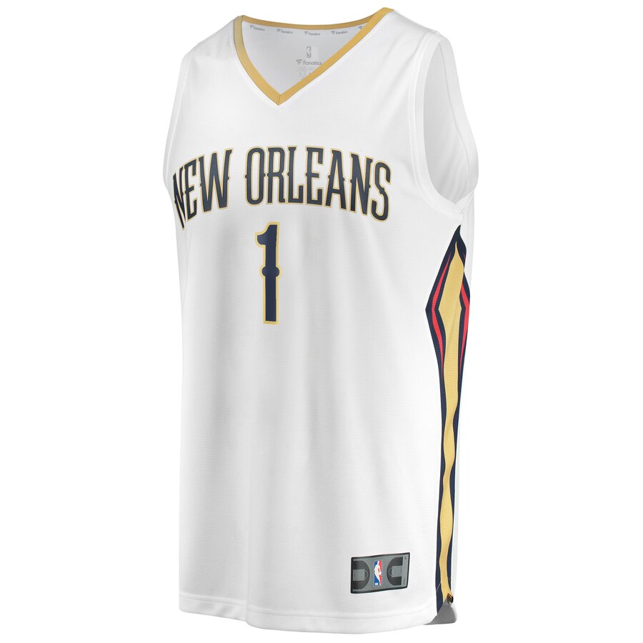 Alternative view of Zion Williamson New Orleans Pelicans Fanatics Branded Youth Fast Break Replica Player Basketball Jersey - Association Edition - White