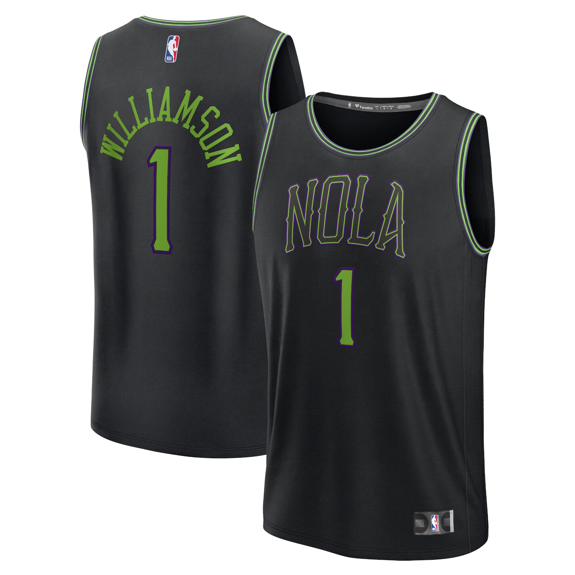 Zion Williamson New Orleans Pelicans Fanatics Fast Break Basketball Jersey - Black - City Edition