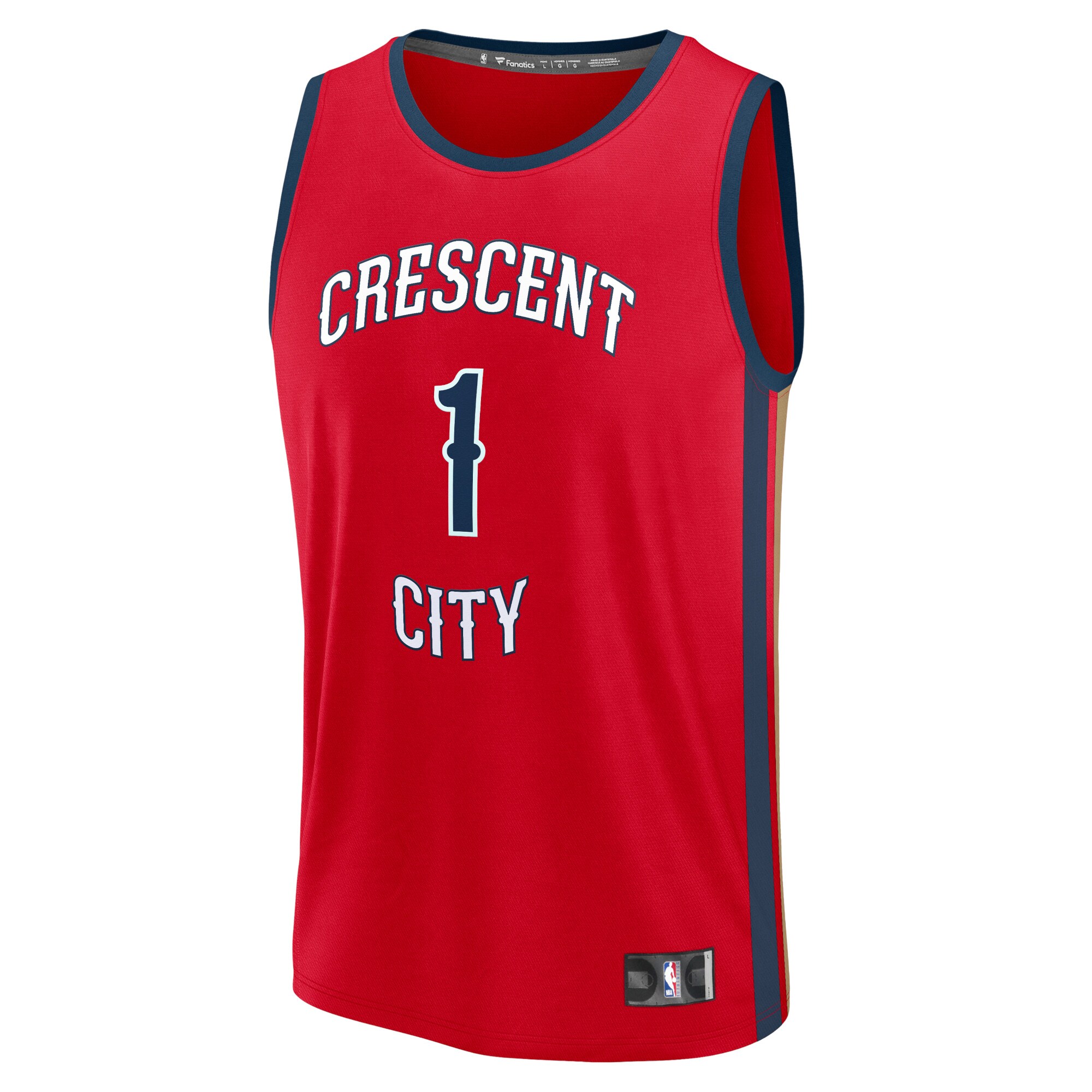 Alternative view of Zion Williamson New Orleans Pelicans Fanatics Fast Break Replica Basketball Jersey - Statement Edition - Red