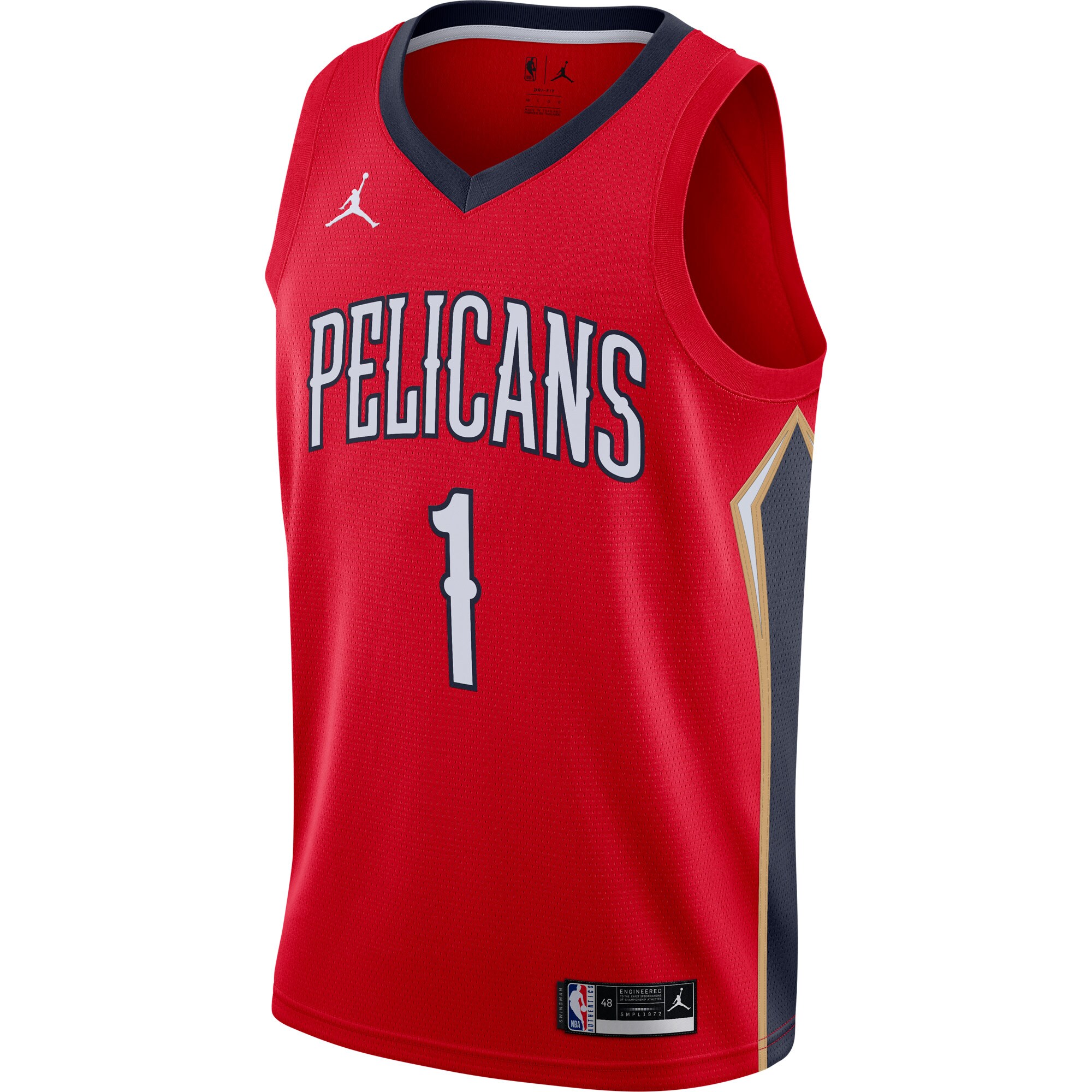 Alternative view of Zion Williamson New Orleans Pelicans Jordan Brand 2020/21 Swingman Basketball Jersey – Statement Edition – Red