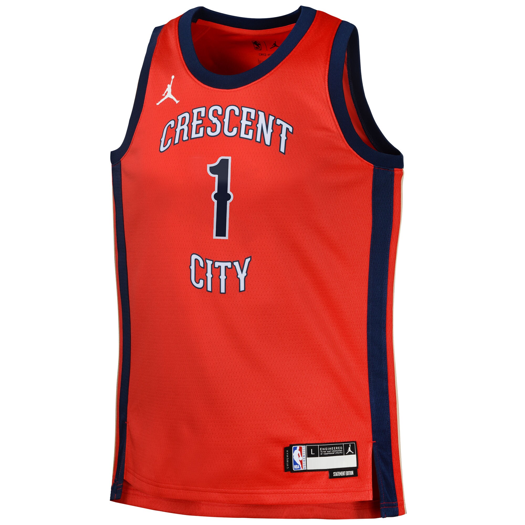 Alternative view of Zion Williamson New Orleans Pelicans Jordan Brand Swingman Basketball Jersey Statement - Red