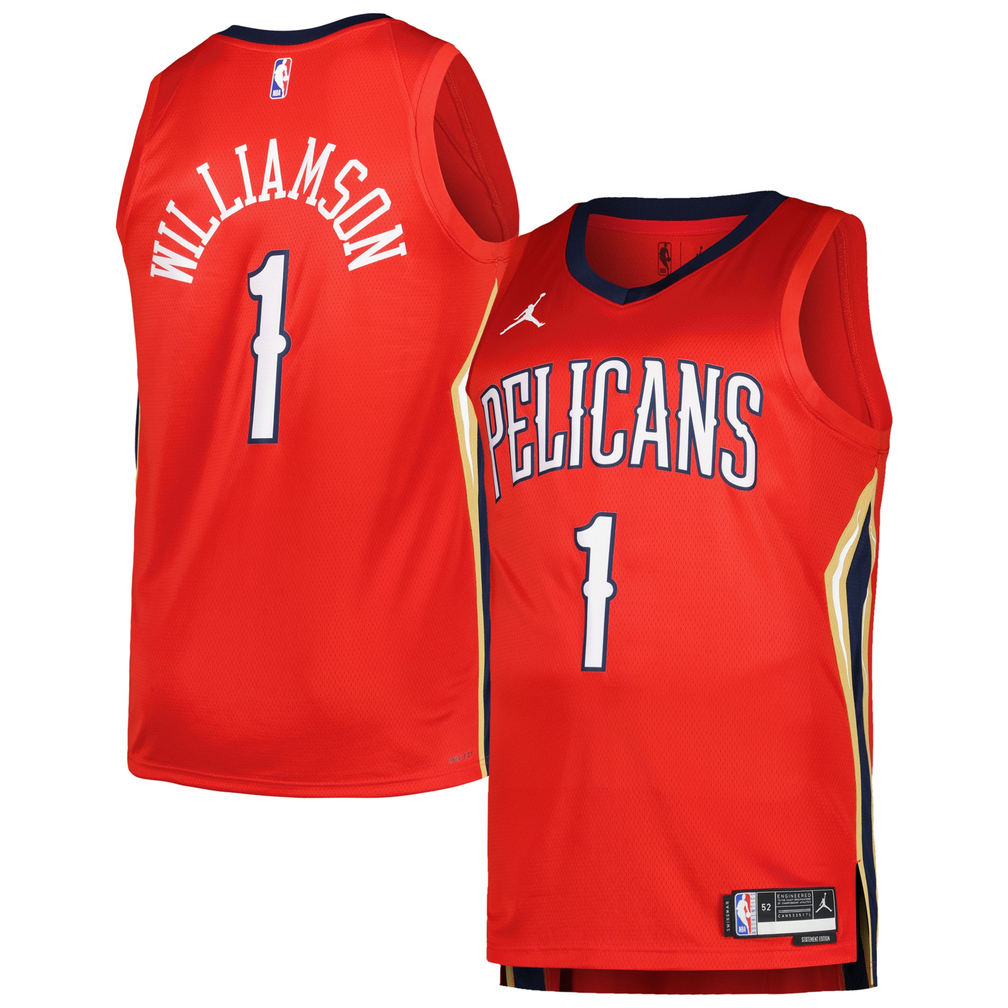 Zion Williamson New Orleans Pelicans Jordan Brand Swingman Player Basketball Jersey – Statement Edition – Red