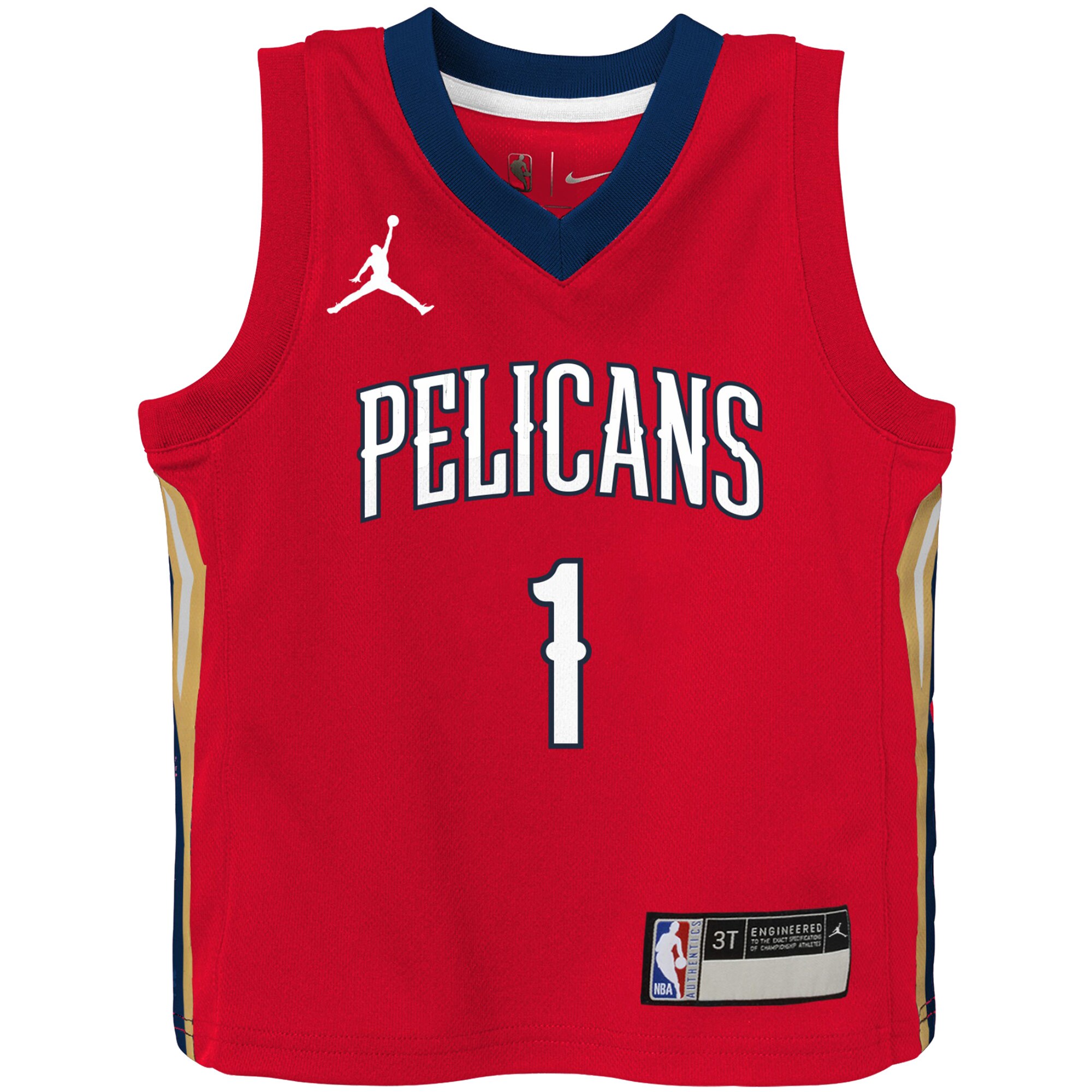 Alternative view of Zion Williamson New Orleans Pelicans Jordan Brand Toddler 2020/21 Basketball Jersey - Red - Statement Edition