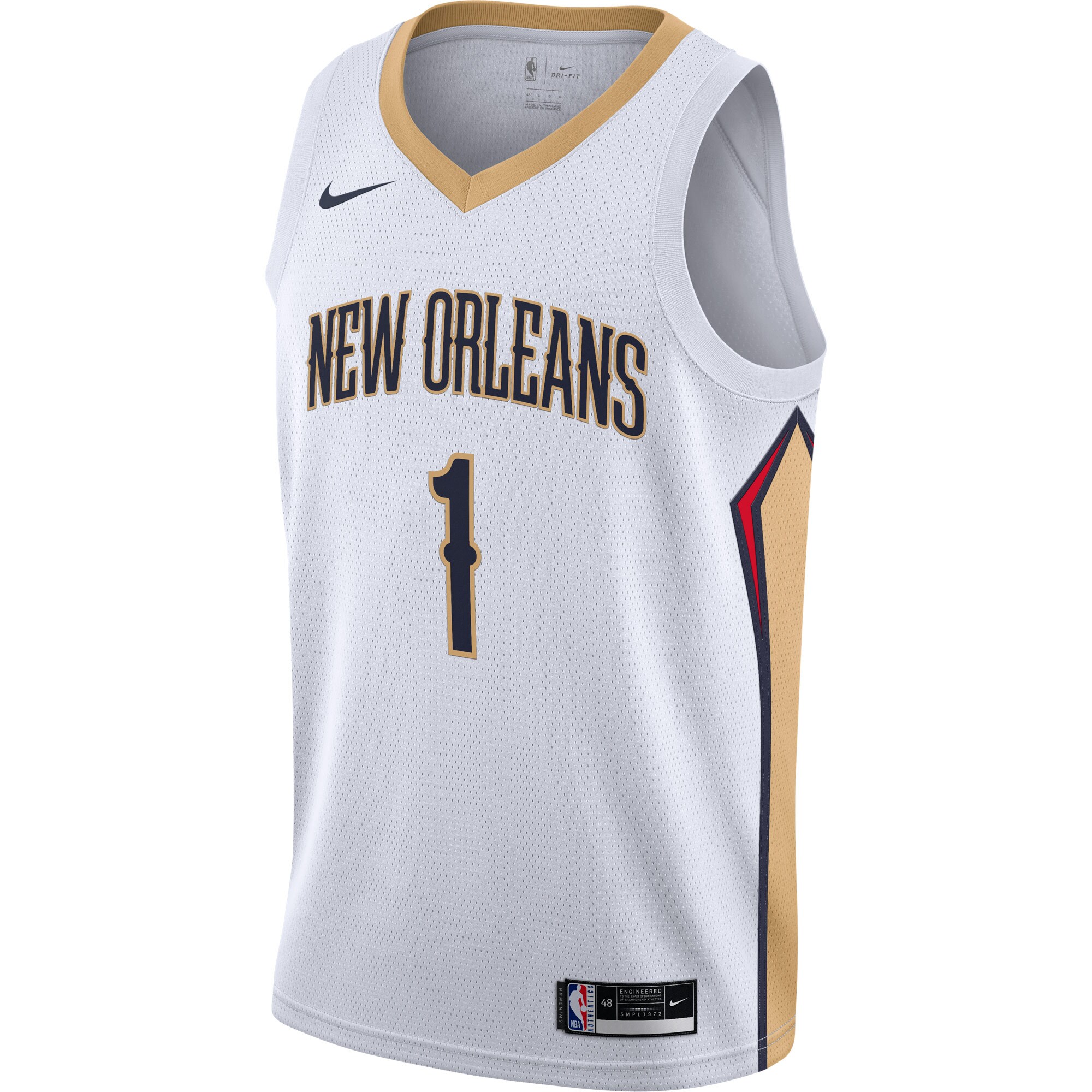 Alternative view of Zion Williamson New Orleans Pelicans Swingman Basketball Jersey - White - Association Edition