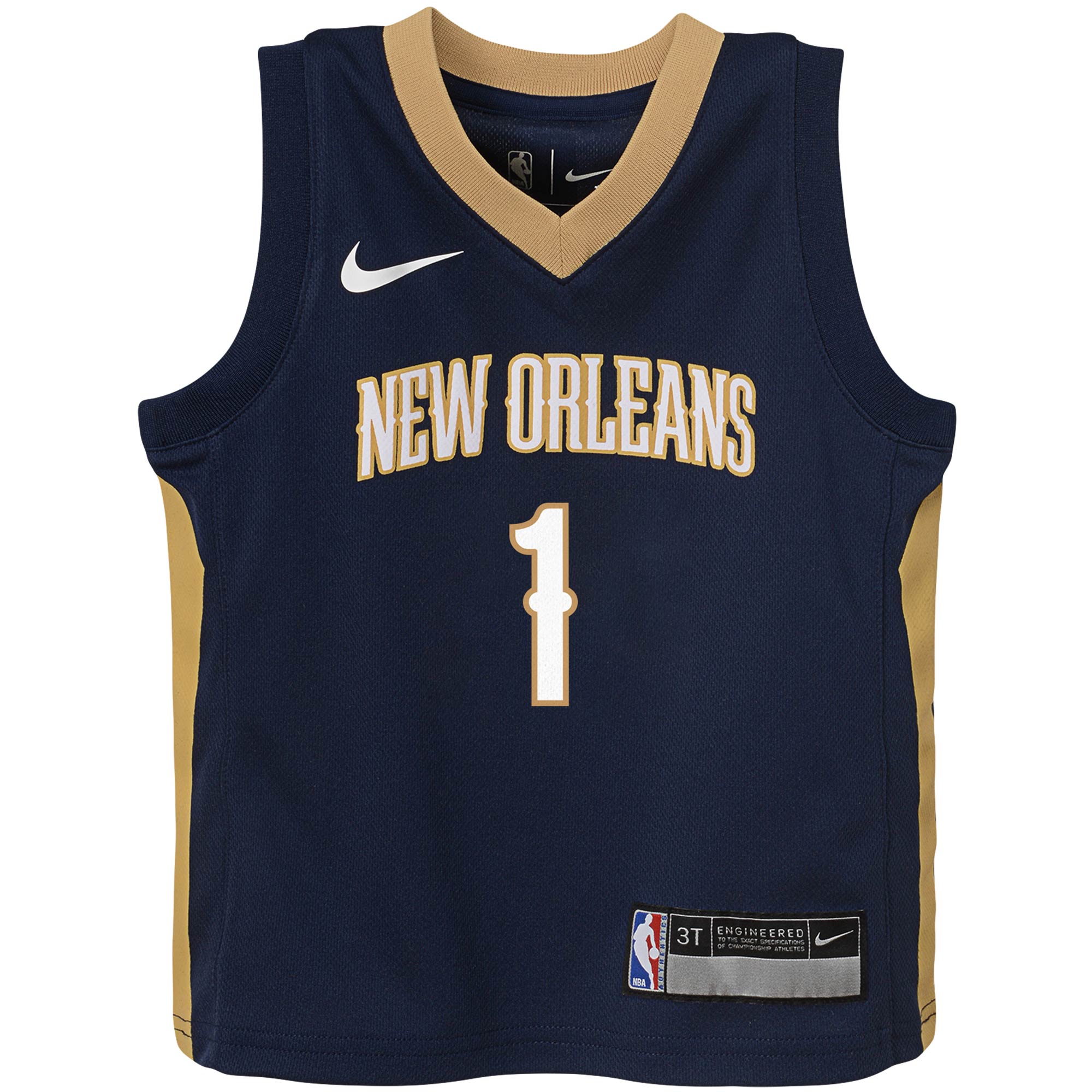 Alternative view of Zion Williamson New Orleans Pelicans Toddler Replica Basketball Jersey – Icon Edition – Navy