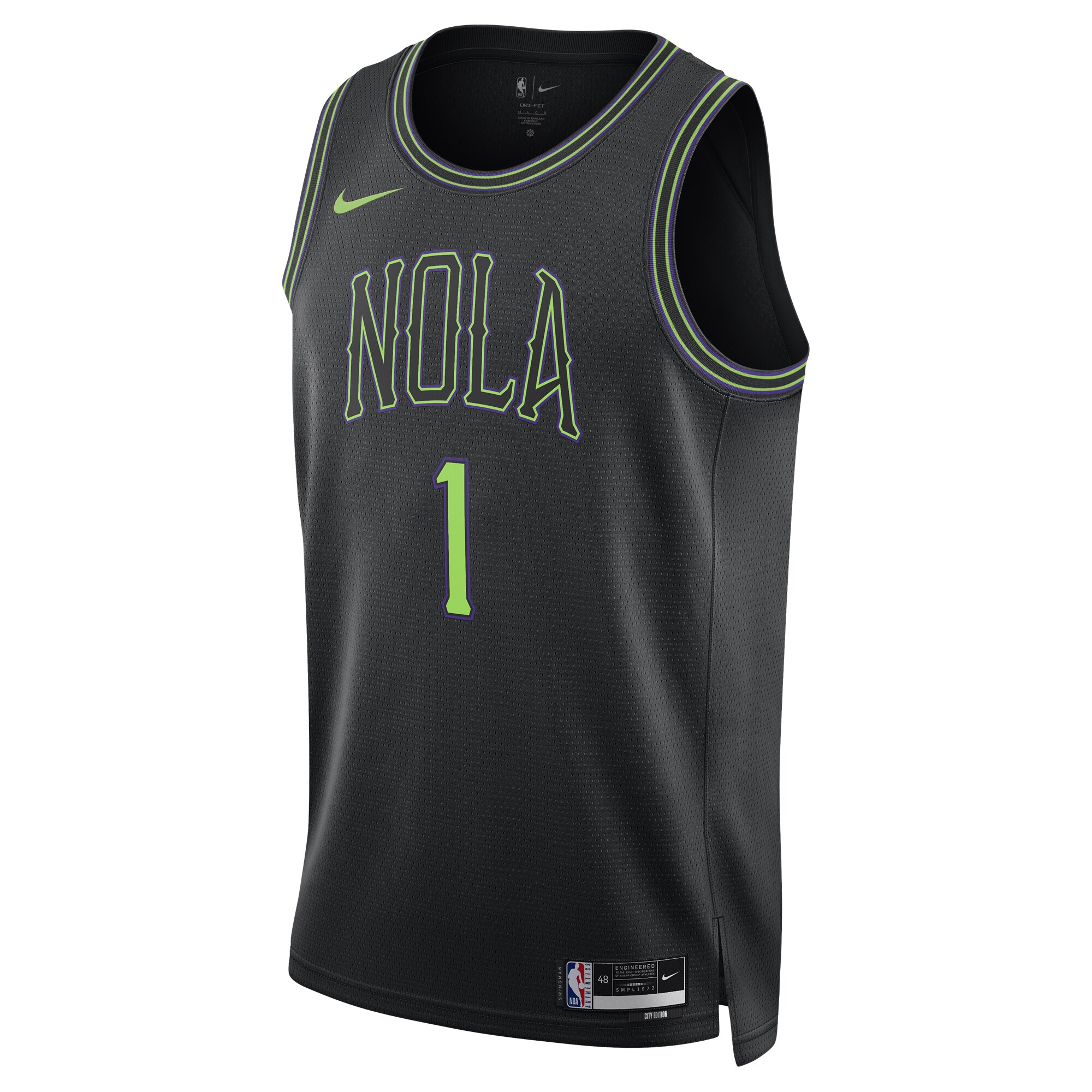 Alternative view of Zion Williamson New Orleans Pelicans Unisex 2023/24 Swingman Basketball Jersey - Black - City Edition