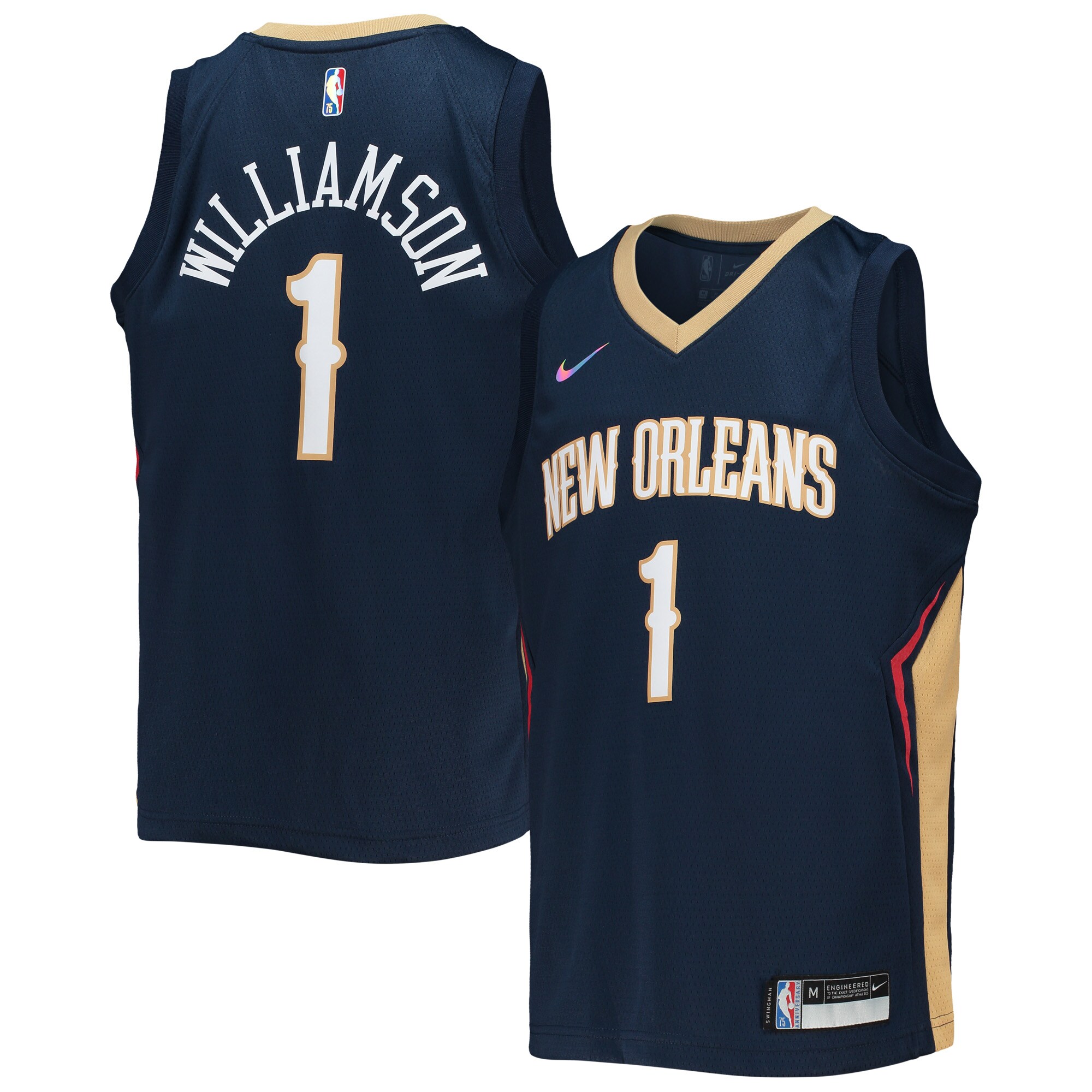 Zion Williamson New Orleans Pelicans Youth 2021/22 Diamond Swingman Basketball Jersey – Icon Edition – Navy