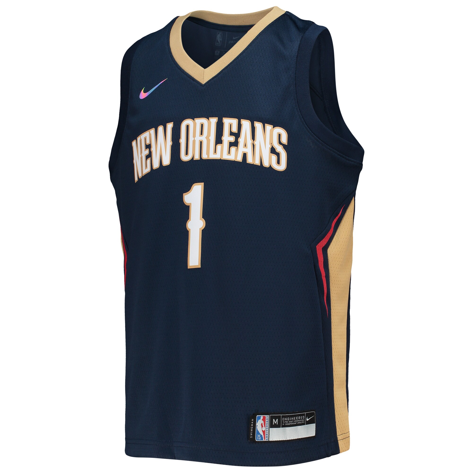 Alternative view of Zion Williamson New Orleans Pelicans Youth 2021/22 Diamond Swingman Basketball Jersey – Icon Edition – Navy