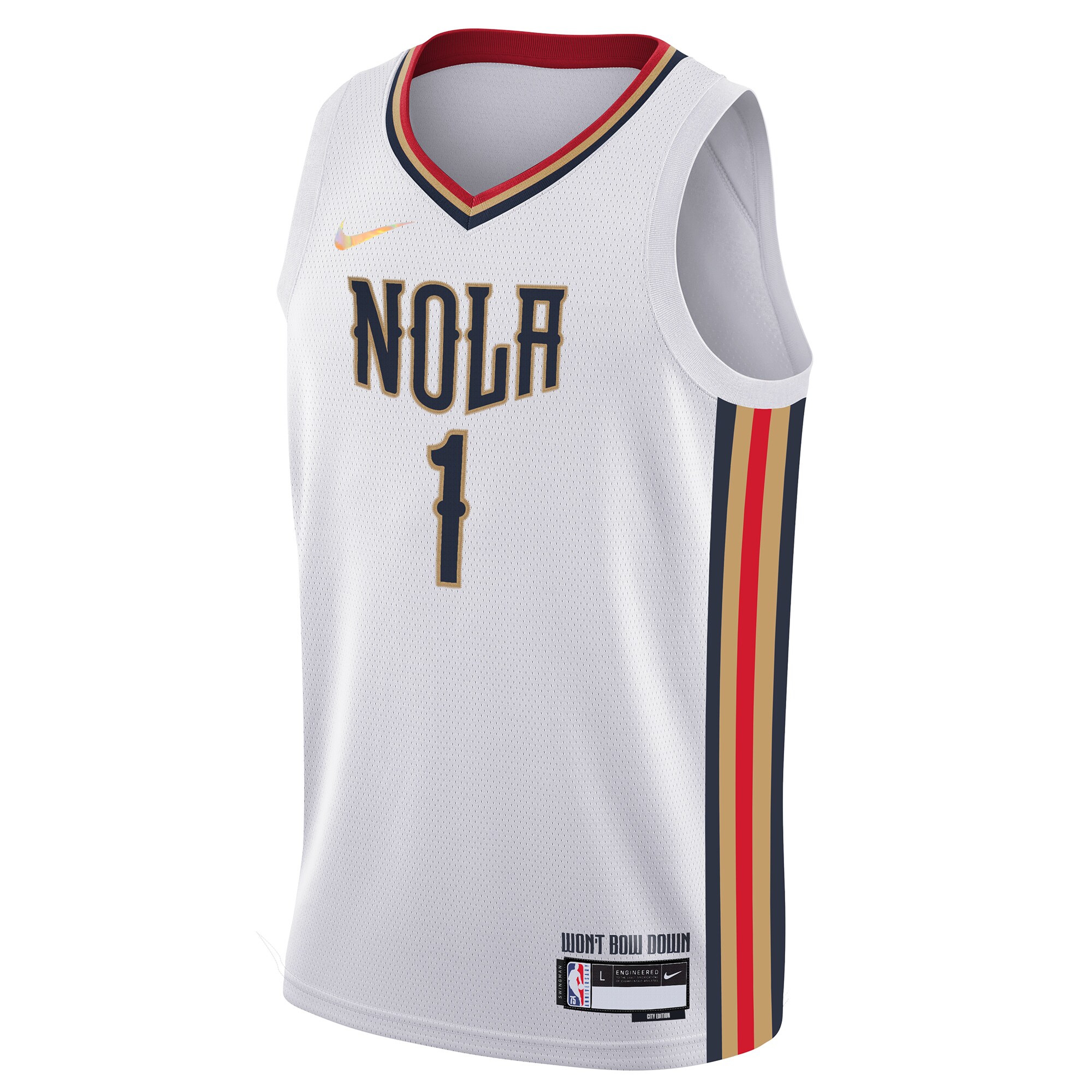Alternative view of Zion Williamson New Orleans Pelicans Youth Swingman Basketball Jersey - City Edition - White