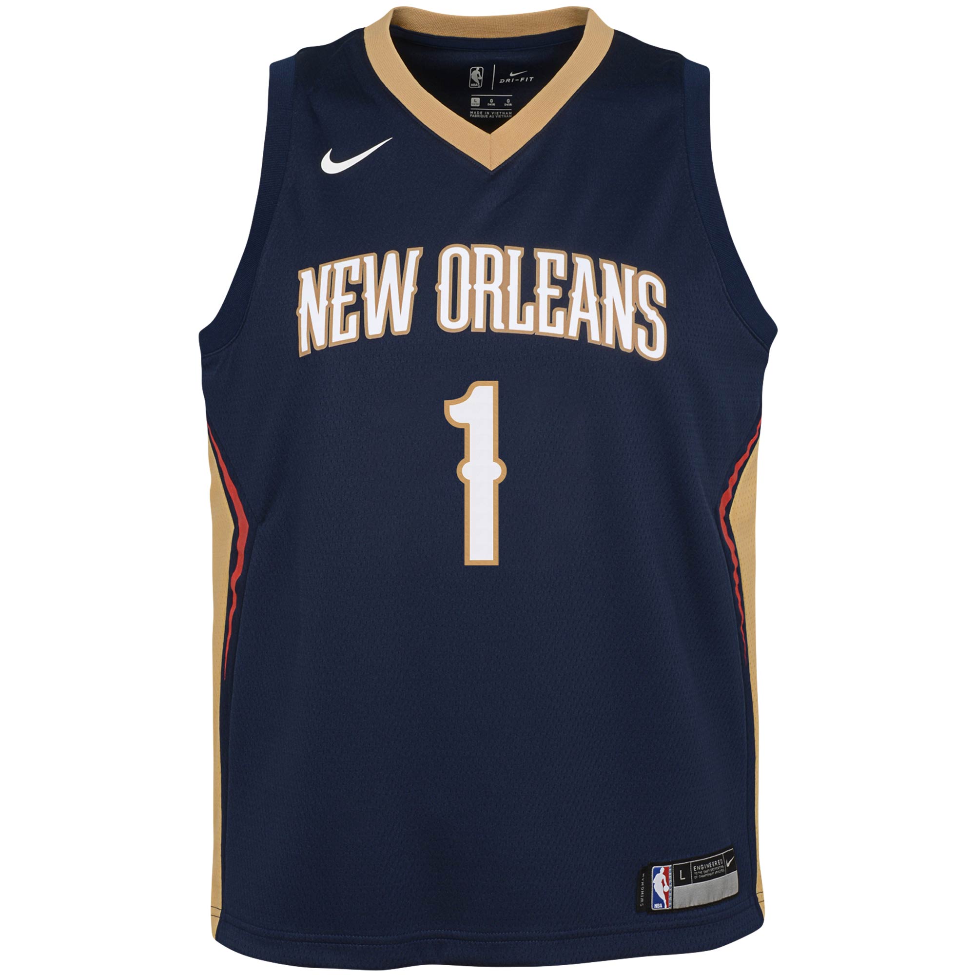 Alternative view of Zion Williamson New Orleans Pelicans Youth Swingman Basketball Jersey – Icon Edition – Navy