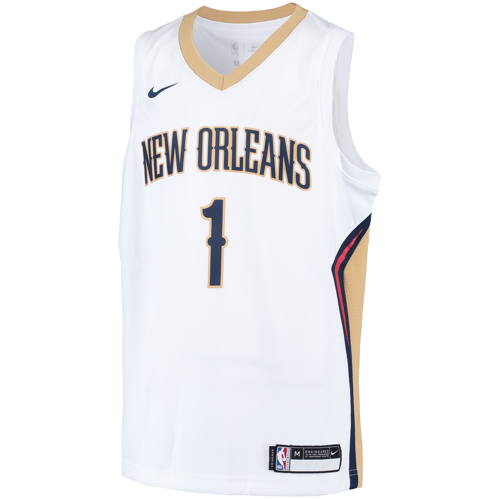 Alternative view of Zion Williamson New Orleans Pelicans Youth Swingman Player Basketball Jersey – Association Edition – White