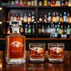 Men's Baltimore Ravens Custom Engraved Whiskey Decanter Gift Set Glassware Clear One Size