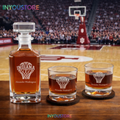Men's Cleveland Cavaliers NBA Custom Engraved Whiskey Decanter Gift Set Glassware Clear One Size