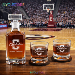 Men's Cleveland Cavaliers NBA Custom Engraved Whiskey Decanter Gift Set Glassware Clear One Size (Copy)