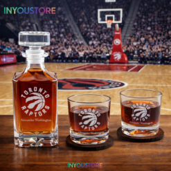 Men's Toronto Raptors NBA Custom Engraved Whiskey Decanter Gift Set Glassware Clear One Size
