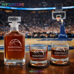 Men's Oklahoma City Thunder NBA Custom Engraved Whiskey Decanter Gift Set Glassware Clear One Size