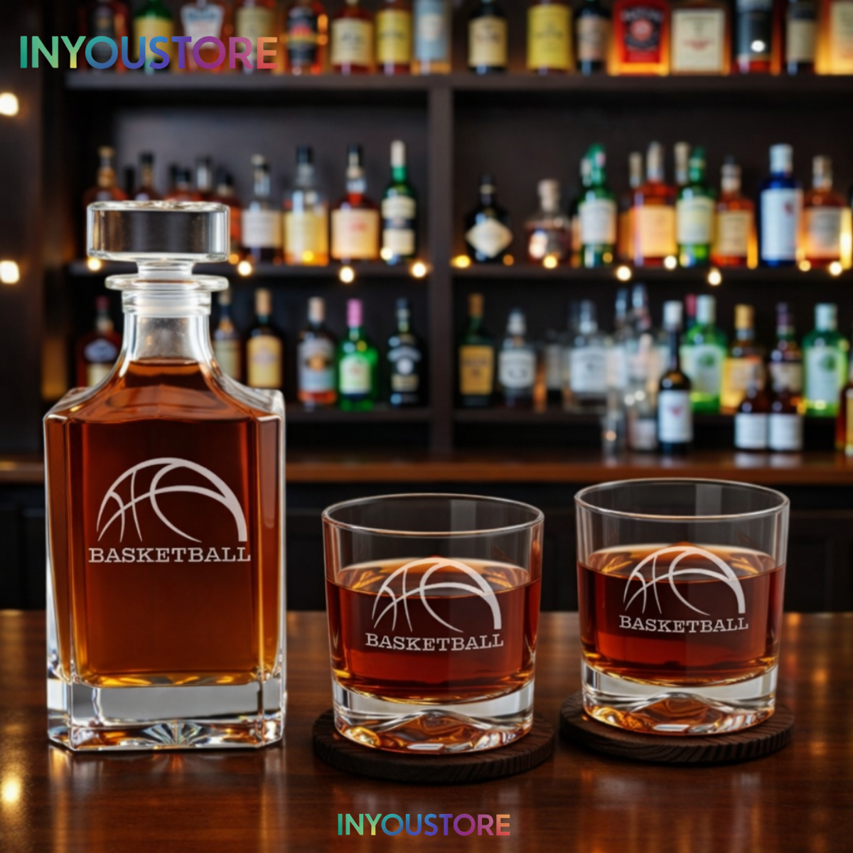 Men's Oklahoma City Thunder NBA Custom Engraved Whiskey Decanter Gift Set Glassware Clear One Size - Image 3