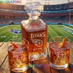 Tennessee Titans Custom Decanter Set with 2 Whiskey Glasses Etched Glassware Kit Est. 1960 NFL Fan Gift