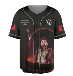Alternative view of Men's The Weeknd Music Tour 2026 Baseball Jersey, Polyester Button Down, Black, US Size S-5XL