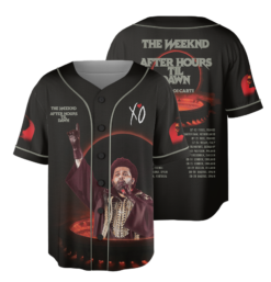 Men's The Weeknd Music Tour 2026 Baseball Jersey, Polyester Button Down, Black, US Size S-5XL