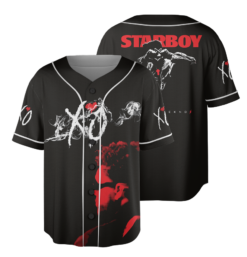 Men's The Weeknd Music Tour 2026 Baseball Jersey, Polyester Button Down, Black, US Size S-5XL
