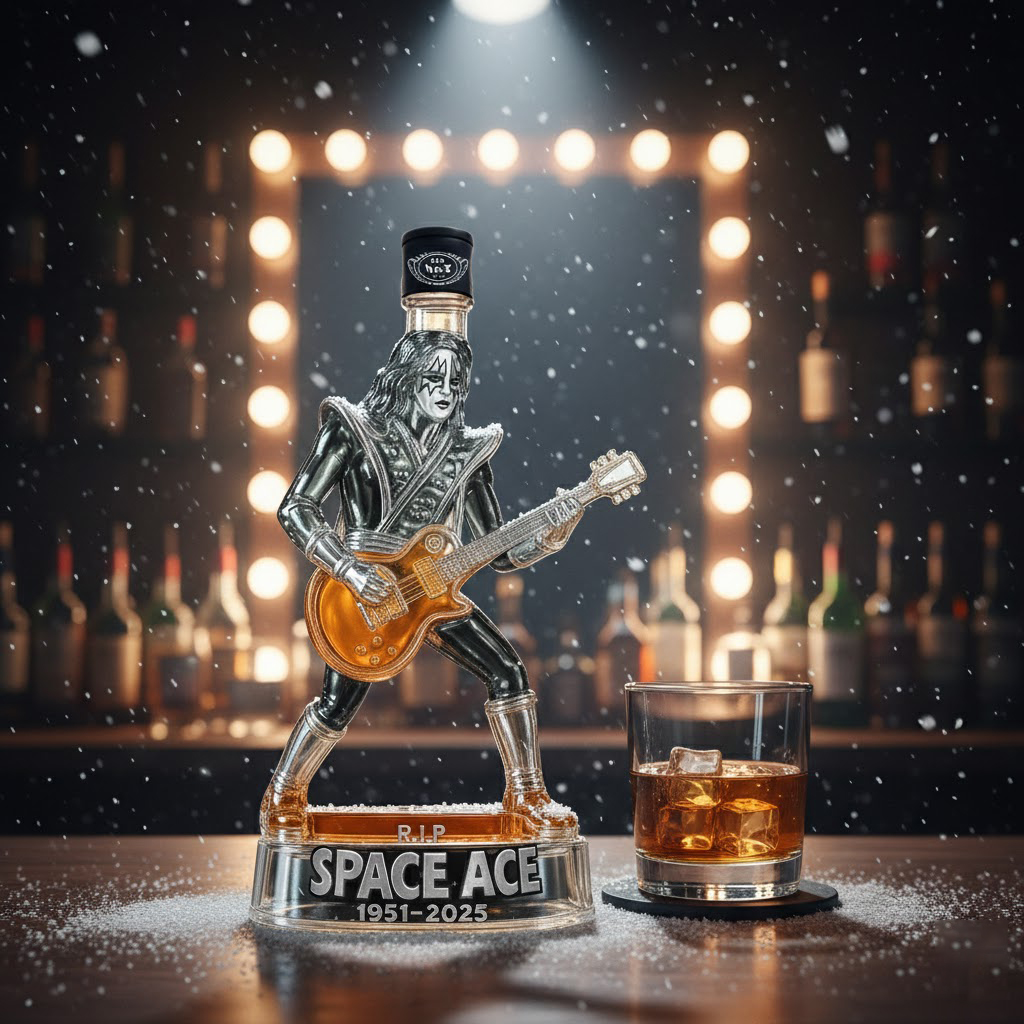 Alternative view of A Legend Has Left the Atmosphere Whiskey Bottles