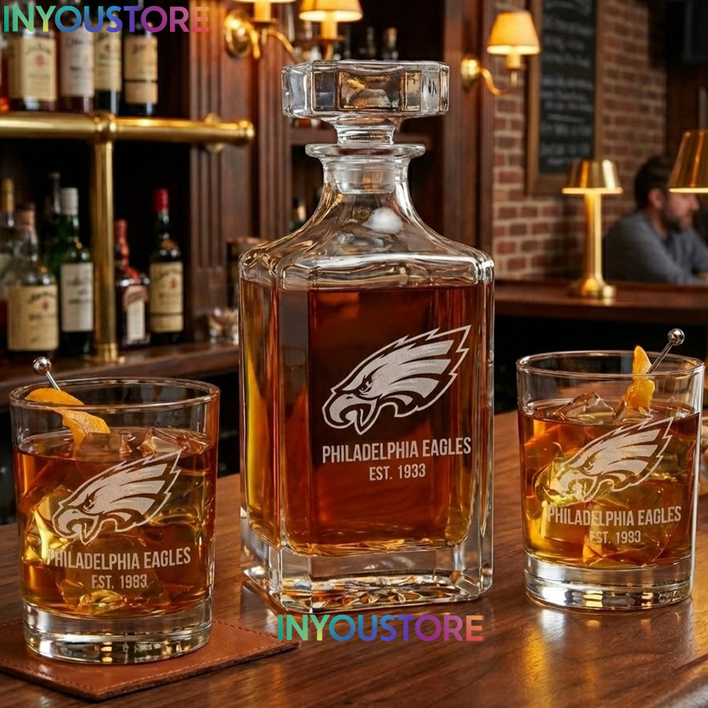 Philadelphia Eagles Custom Decanter Set Premium NFL Glassware Kit for Men Birthday Gift - Image 3