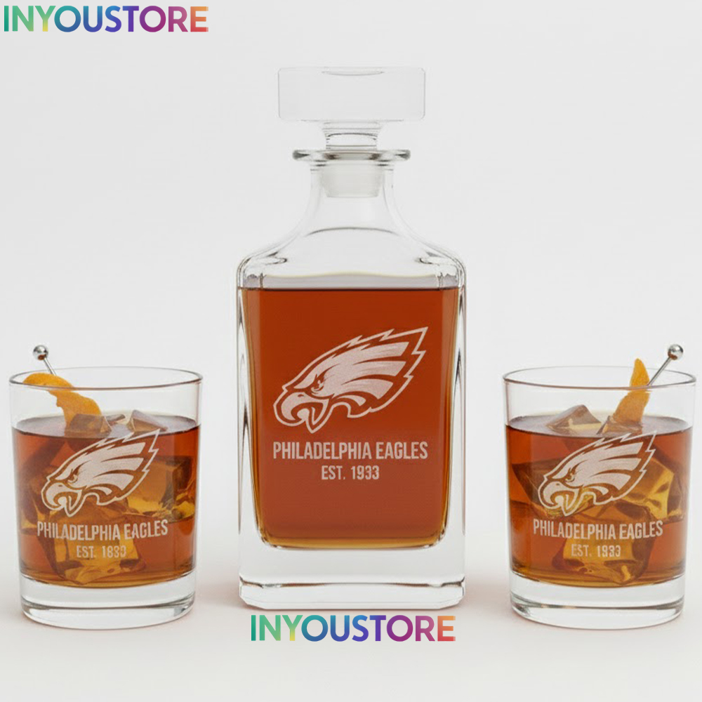 Philadelphia Eagles Custom Decanter Set Premium NFL Glassware Kit for Men Birthday Gift - Image 4