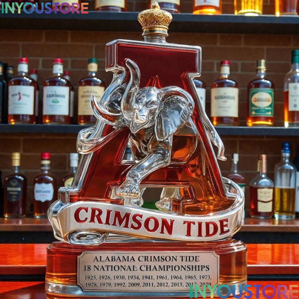 Alabama Crimson Tide Trophy 18 National Championships Whisky Bottle - Image 3