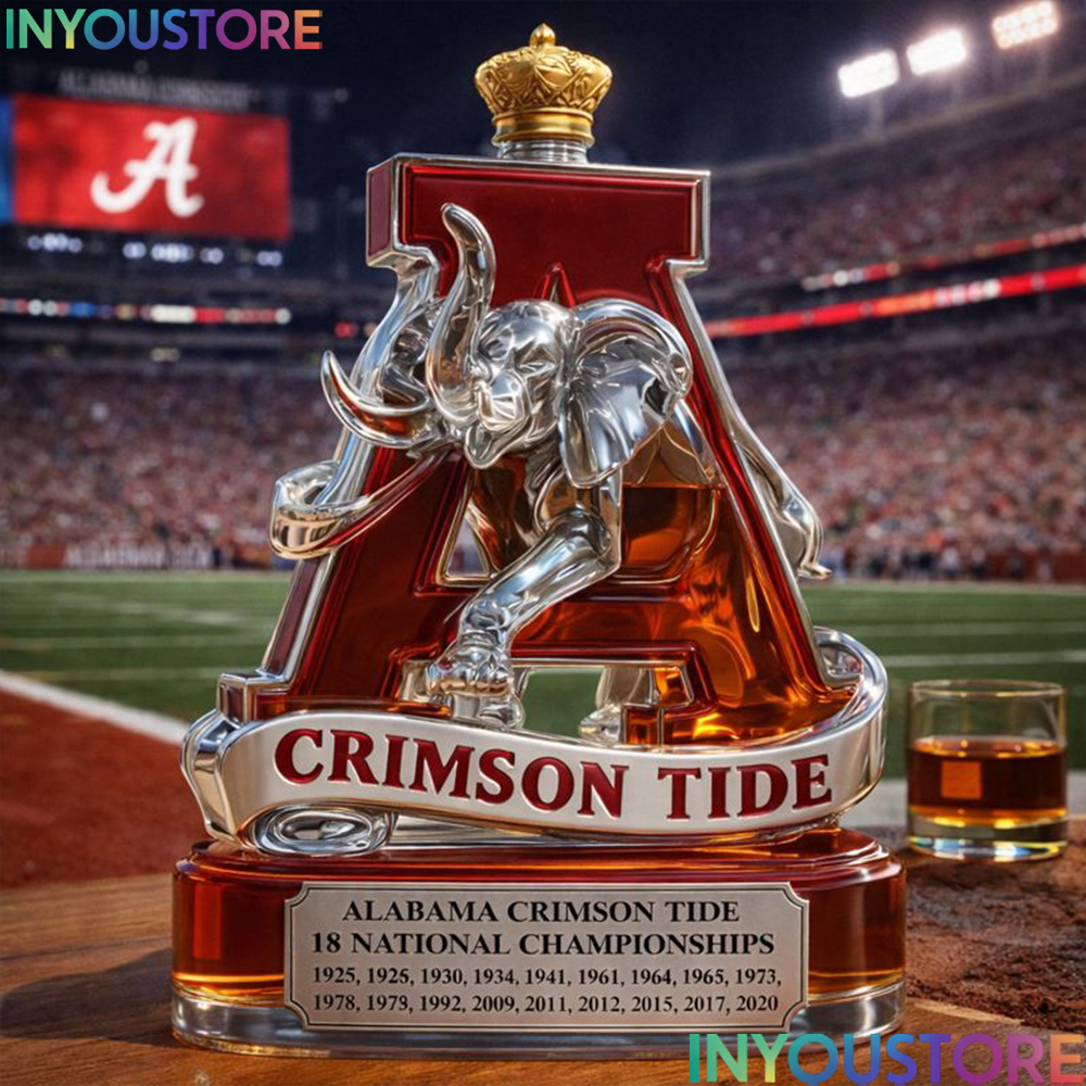 Alabama Crimson Tide Trophy 18 National Championships Whisky Bottle