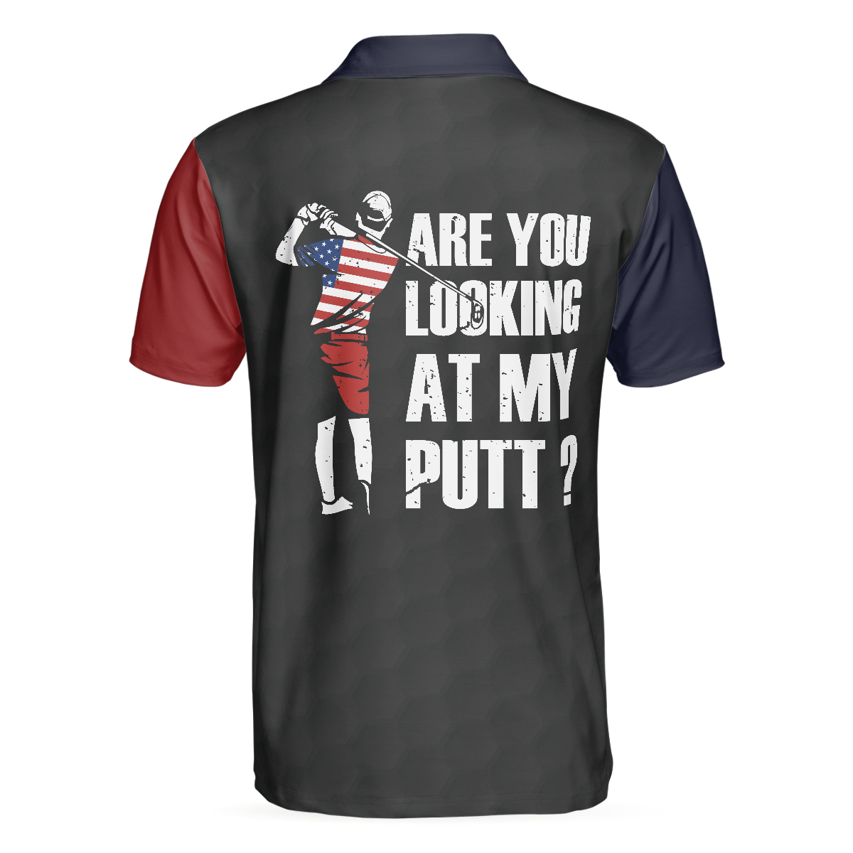 Alternative view of Are You Looking At My Putt Argyle USA Flag Polo Shirt
