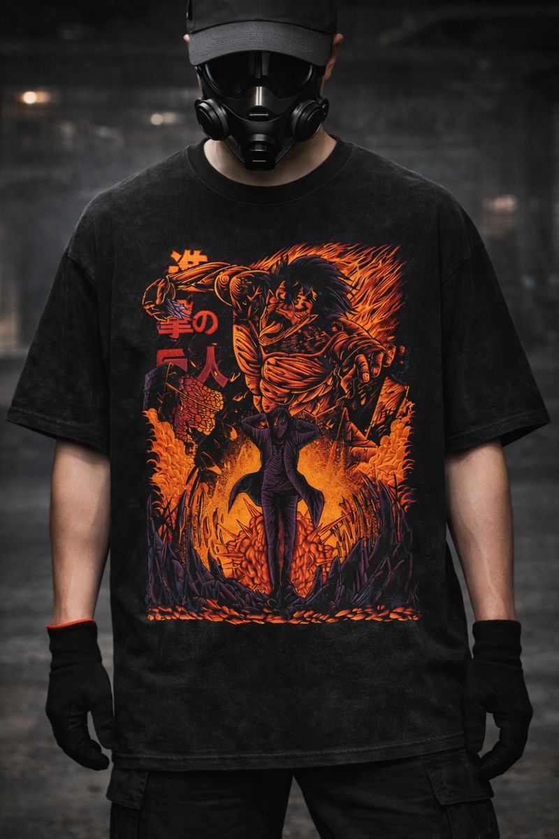 Alternative view of Attack on Titan Anime Vintage Washed T-Shirt, Eren Yeager Dark Fantasy Titan Graphic Tee