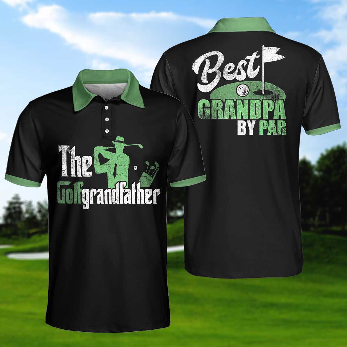 Best Grandpa By Par Short Sleeve Golf Polo Shirt, The Godfather Theme Polo Shirt, Best Golf Shirt For Men