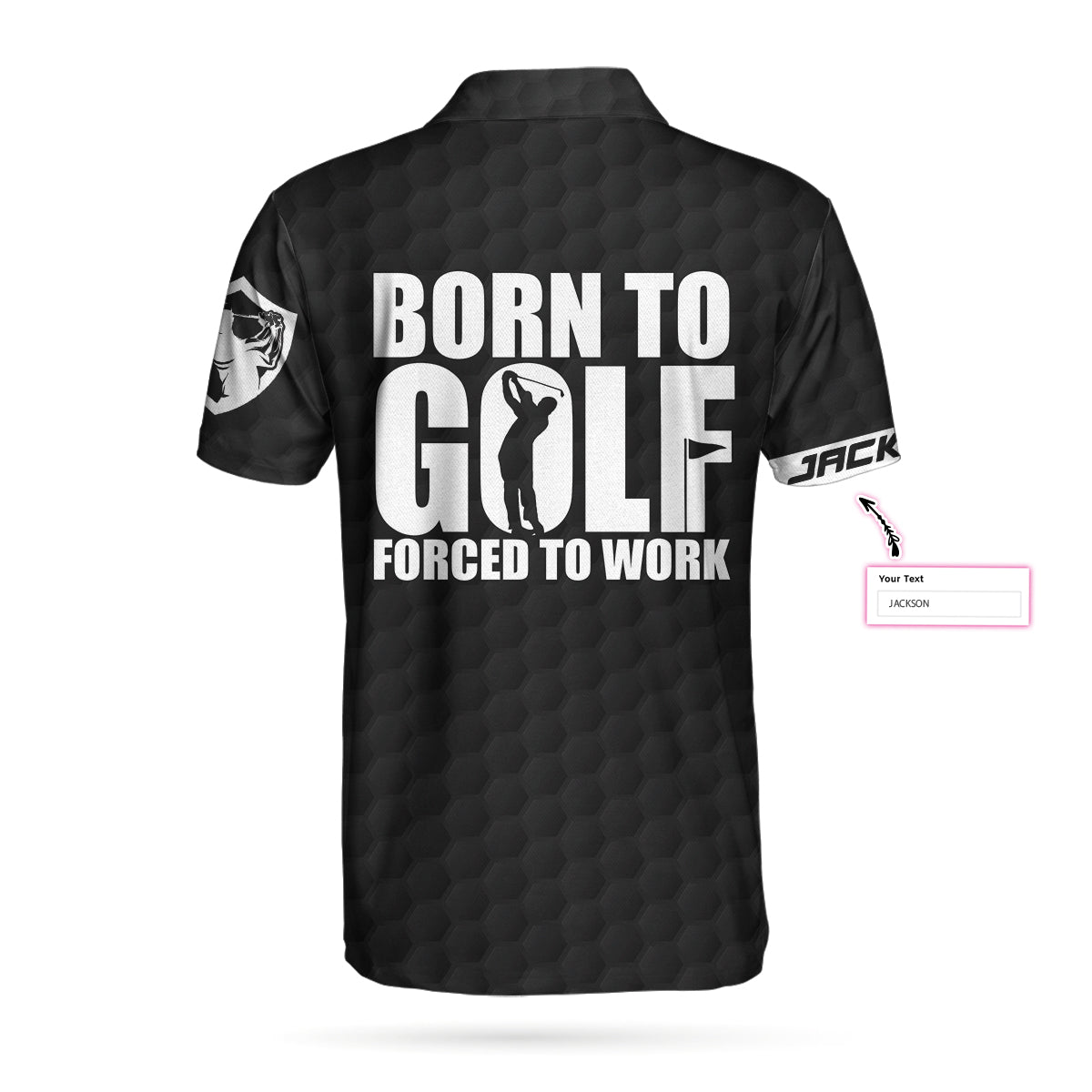 Alternative view of Born To Golf Forced To Work Custom Polo Shirt, Black Theme American Flag Polo Shirt, Best Golf Shirt For Men