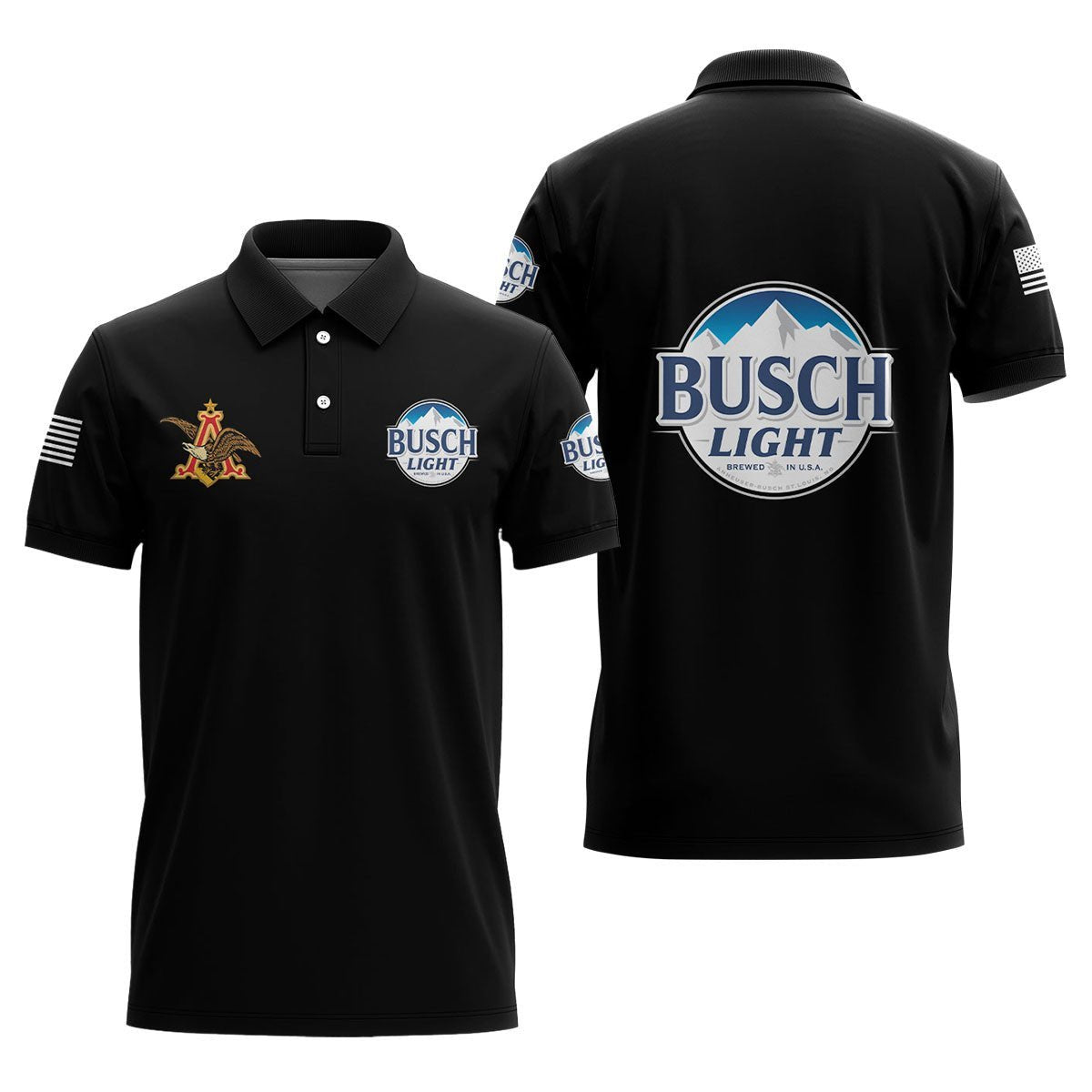 Bucsh Light USA Flag Polo Shirt