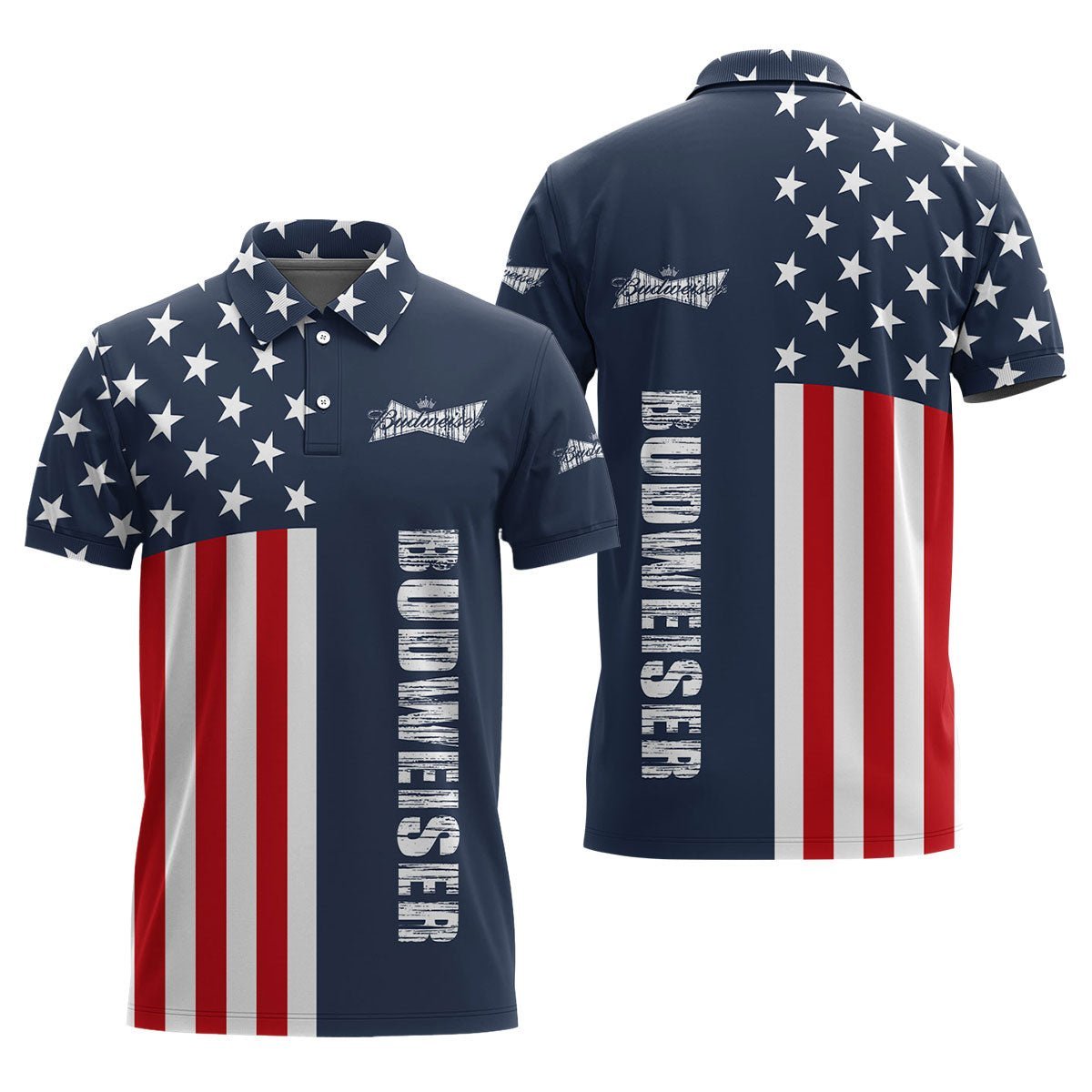 Budweiser America Flag Polo Shirt