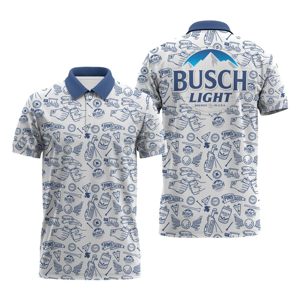Busch Light Doodle Art Polo Shirt
