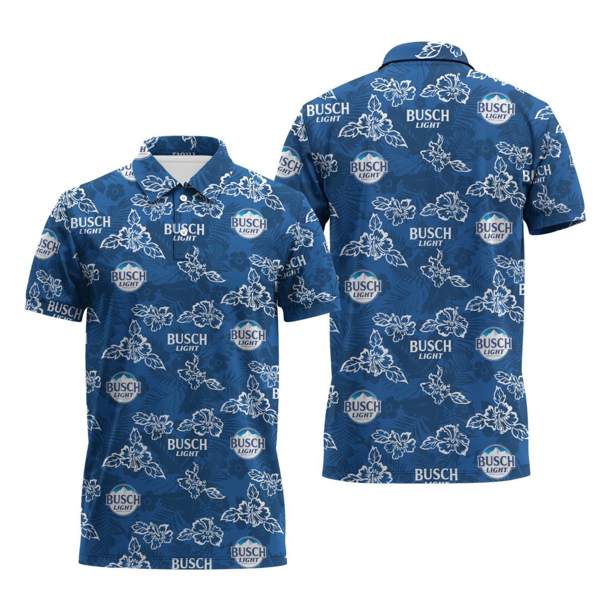 Busch Light Hibiscus Flower Polo Shirt