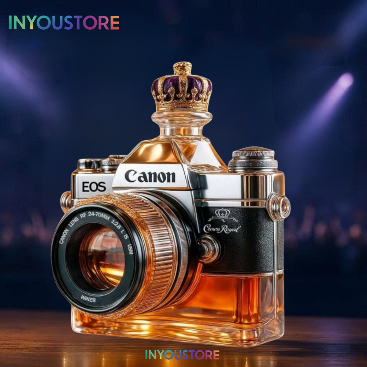 Camera Glass Bottle, Wine Bottles Art Statue Figurine, Novelty Handmade 3D Camera Shaped Whiskey Decanter Figurine