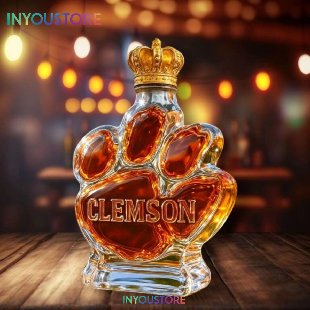 Clemson Tigers Logo Whiskey Bottle