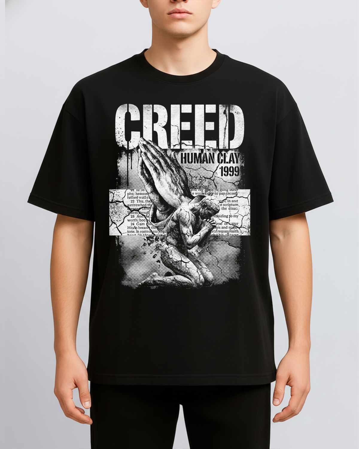 Alternative view of Creed Human Clay Tour Vintage 90s Post Grunge Bootleg Distressed Religious Icono