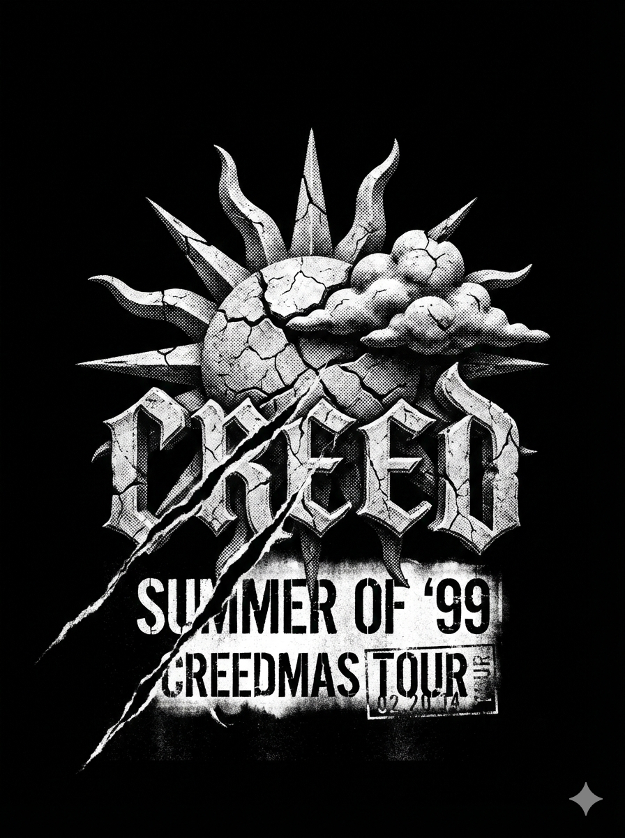 Alternative view of Creed Summer Of 99 Vintage Post Grunge Y2K Bootleg Washed Irony