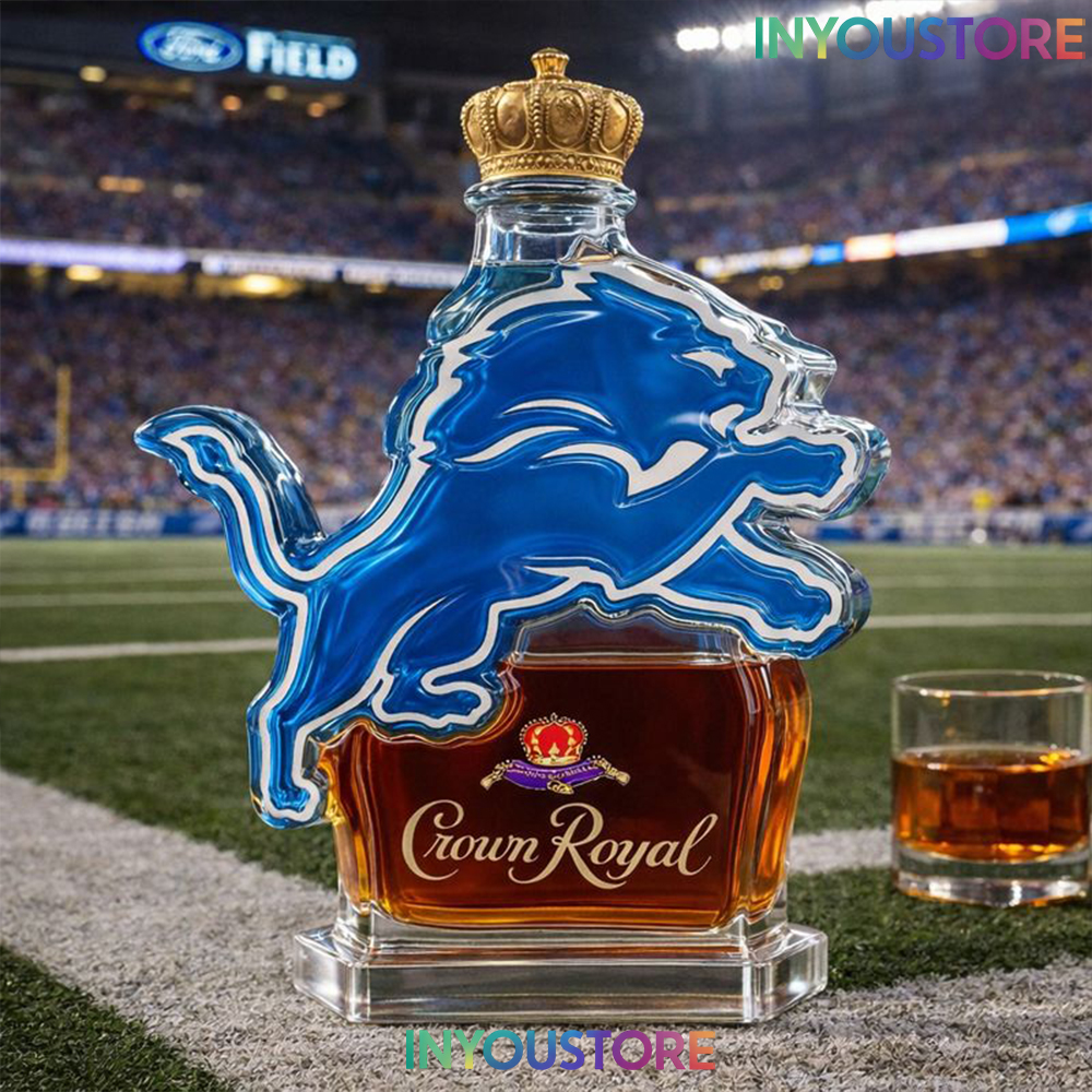 Detroit Lions Crown Royal Whiskey Bottle