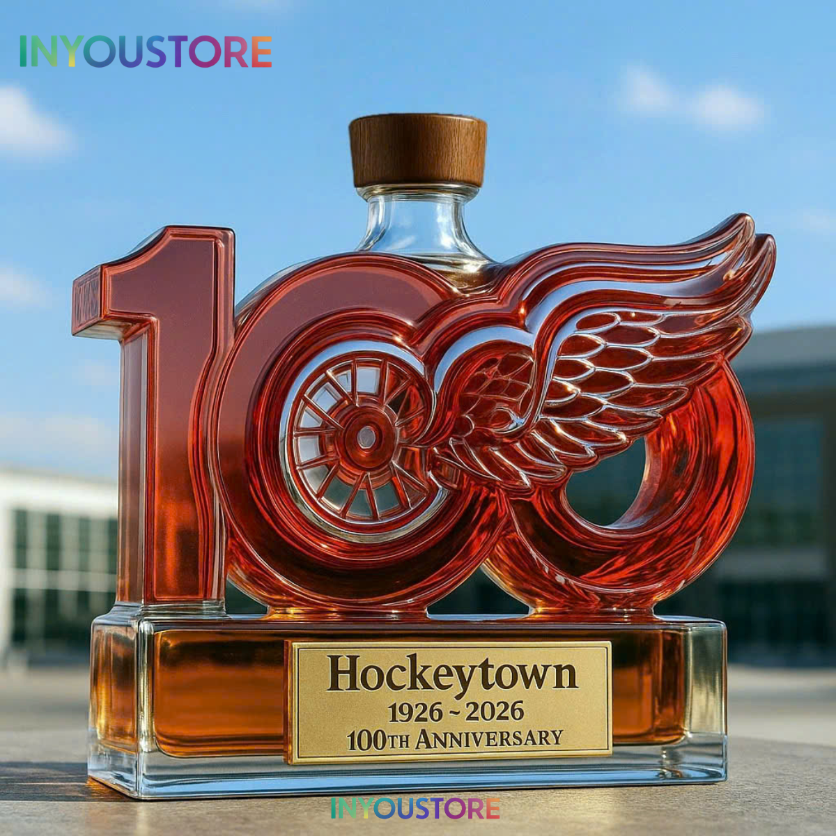Detroit Red Wings 100th Anniversary Limited Edition Whiskey Bottle