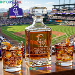 Colorado Rockies Custom Decanter Set with 2 Whiskey Glasses Etched Glassware Kit Est. 1993 MLB Fan Gift